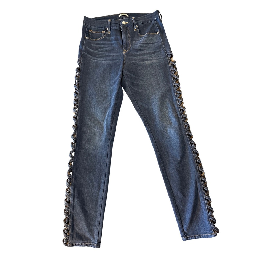 Good American Good Legs Jeans Dark Wash Side Weave Blue Size 12/31 - Picture 1 of 9